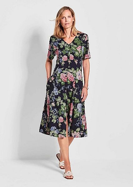 GOLDNER Sommerkleid Viskosekleid mit floralem Muster Blumenkleid mit V-Auss günstig online kaufen