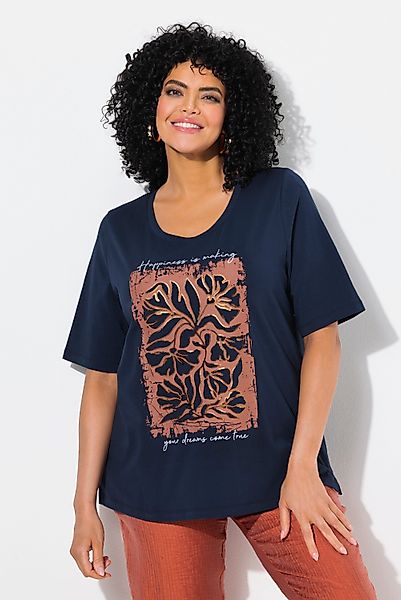 Ulla Popken T-Shirt T-Shirt Metallic-Blumen Rundhals günstig online kaufen