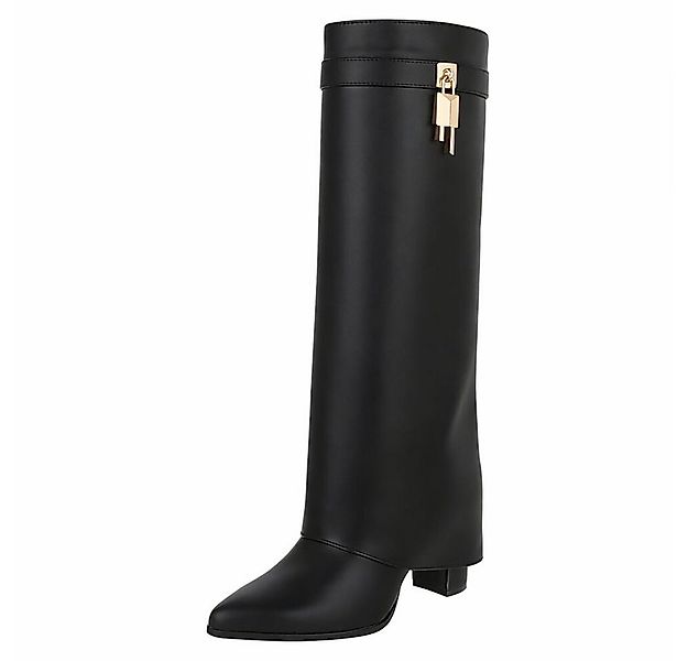 Ital-Design Elegante Stiefel mit hohem Schaft und Blockabsatz für Damen Hig günstig online kaufen