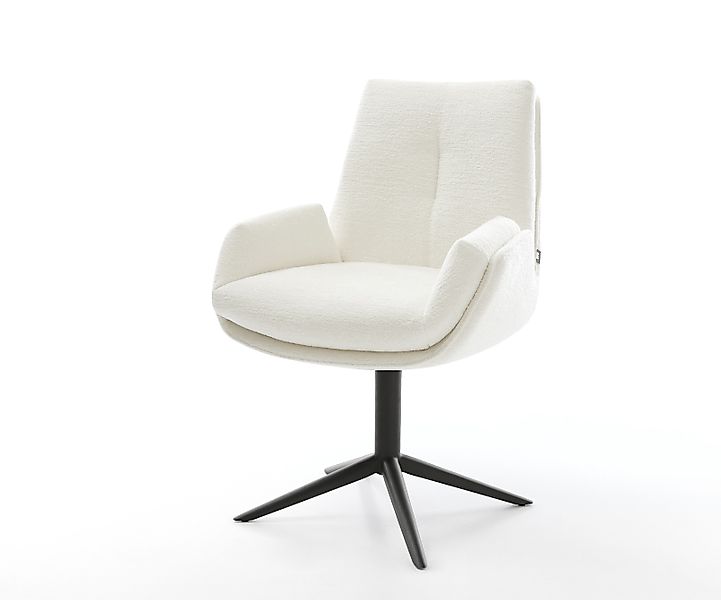 Drehstuhl Clea-Flex Bouclé Soft Beige Fußkreuz Schwarz 360° drehbar Wippfun günstig online kaufen