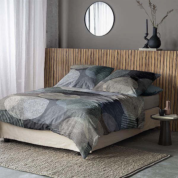 Irisette Flausch Cotton Bettwäsche Zobel 8553-11 Kreise Blau 135x200 günstig online kaufen