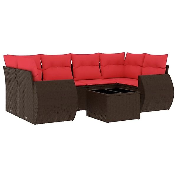 vidaXL 7-Tlg Gartensofa-Set mit Kissen Braun Polyrattan 3221123 günstig online kaufen