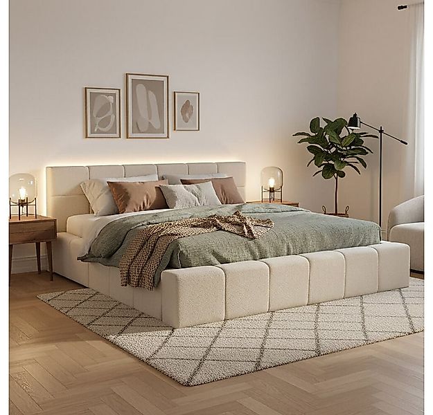 HOME DELUXE Stauraumbett Familienbett - 200 x 200 cm, LED-Beleuchtung, gepo günstig online kaufen