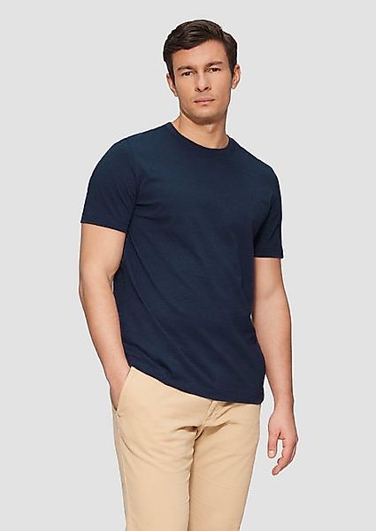 s.Oliver Kurzarmshirt T-Shirt mit Flammgarnstruktur und Logo-Print Logo günstig online kaufen