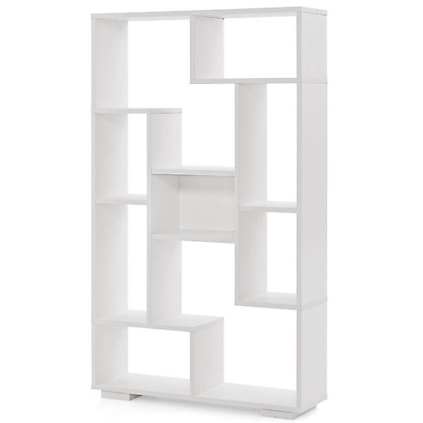 Costway Bücherregal mit 9 Fächern Standregal Weiß 120cm günstig online kaufen