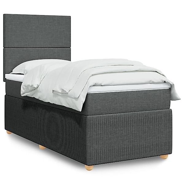 vidaXL Boxspringbett, Boxspringbett mit Matratze Dunkelgrau 100x200 cm Stof günstig online kaufen