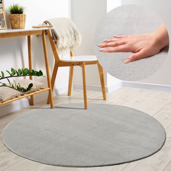 merinos Teppich "Loft 37" rund 16 mm Höhe Kunstfellteppich besonders weich günstig online kaufen