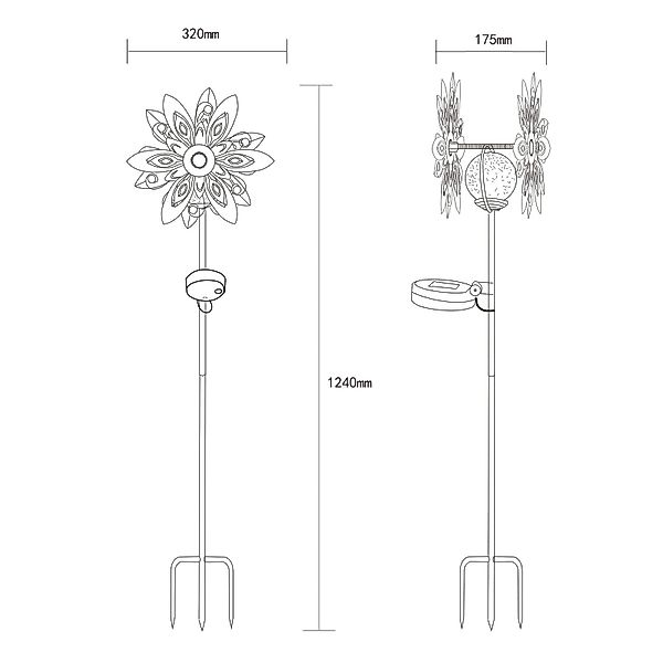 LED-Solarleuchte 36578S, Erdspieß, silber/schwarz, Metall günstig online kaufen