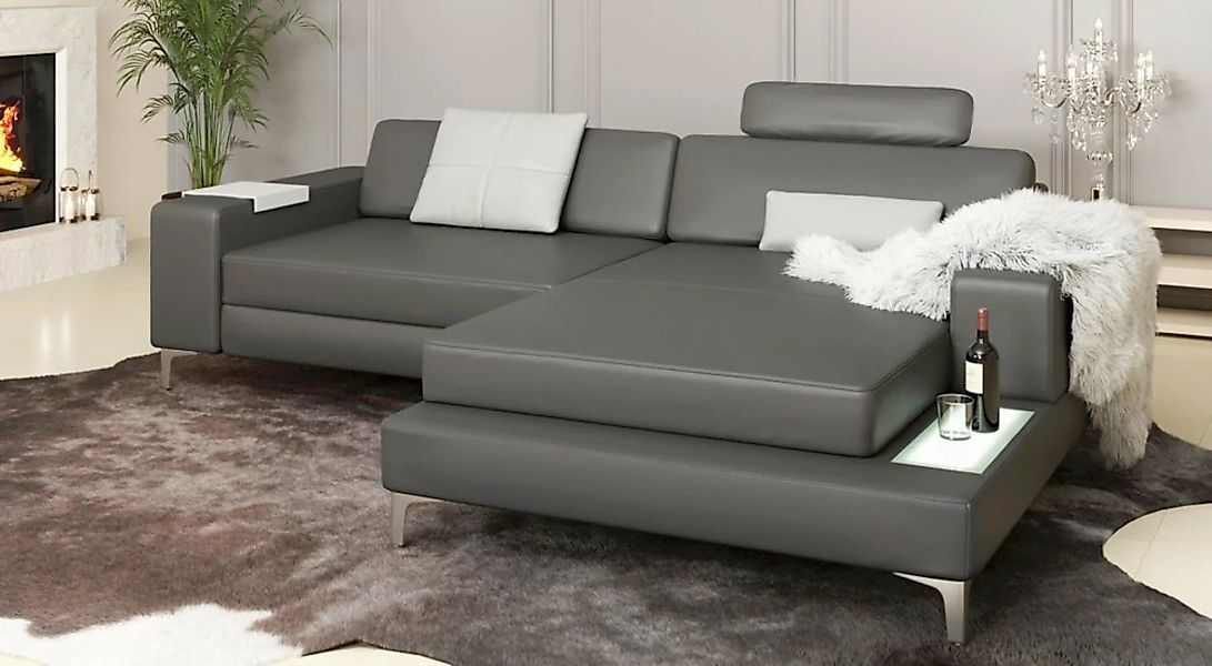 BULLHOFF Ecksofa Ecksofa Leder Sofa Couch XXL Eckcouch L-Form »MÜNCHEN IV« günstig online kaufen