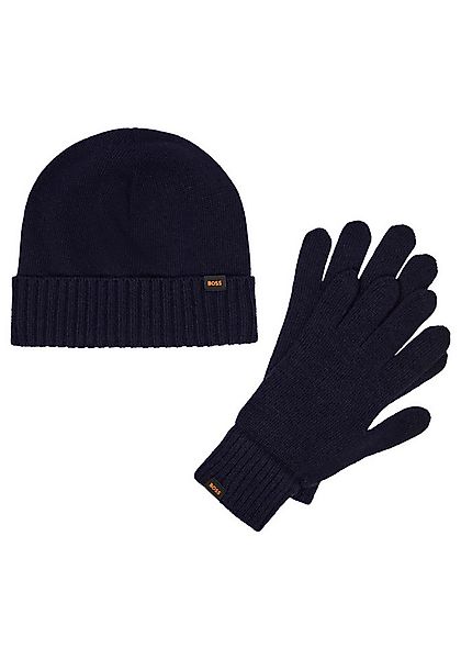 BOSS ORANGE Strickhandschuhe Kalipso (Set, 2-St) und Mütze, mit Kaschmir-An günstig online kaufen