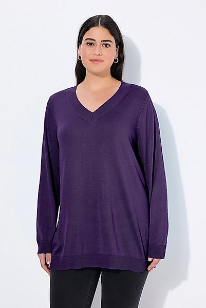 Ulla Popken Strickpullover Pullover V-Ausschnitt Langarm weicher Feinstrick günstig online kaufen