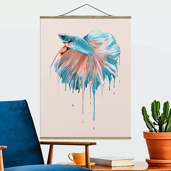 Stoffbild Tiere mit Posterleisten - Hochformat Schmelzender Fisch günstig online kaufen