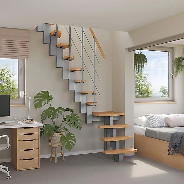 Treppen Intercon Raumspartreppe Quadro Mittelholmtreppe 12 Stufen Buche Nat günstig online kaufen
