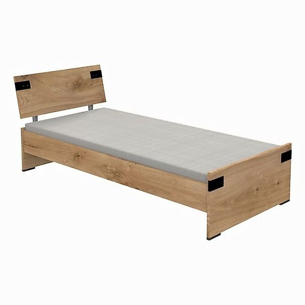 Lomadox Jugendbett EVERTON-43, 90cm Liegefläche, Eiche, Industrial Design günstig online kaufen