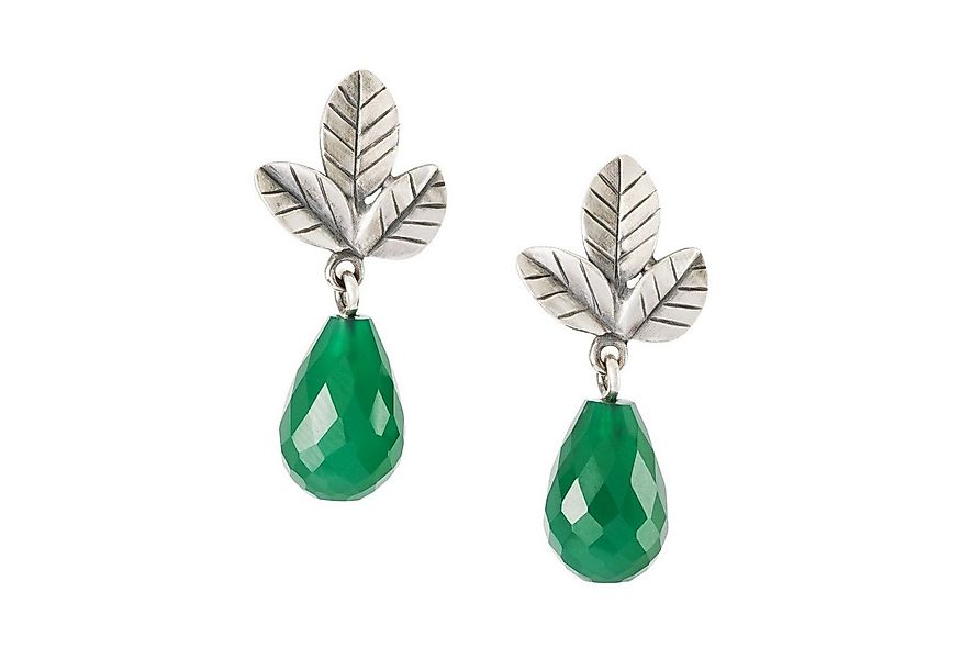 Trollbeads Paar Ohrstecker Blätter der Gelassenheit Ohrstecker mit grünem O günstig online kaufen