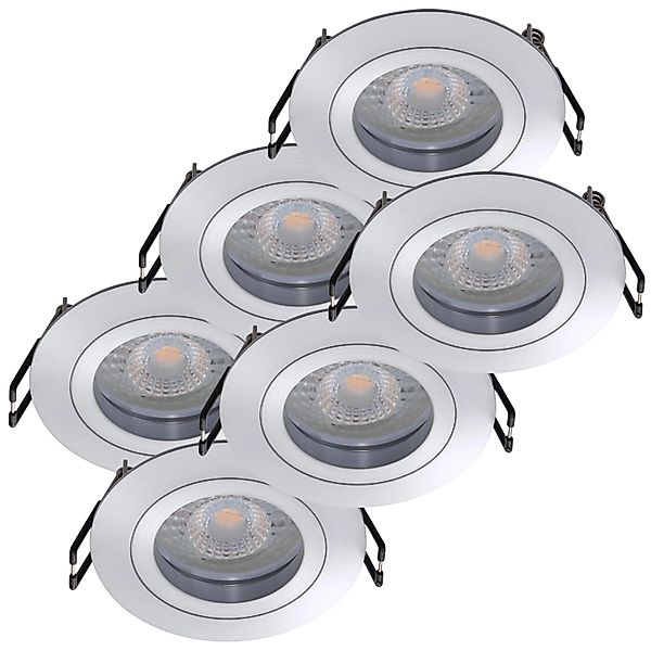 Oktaplex 6er Set Einbauleuchte Aluminium Lyon Flach 3-Step Dimmbar 3000K Wa günstig online kaufen