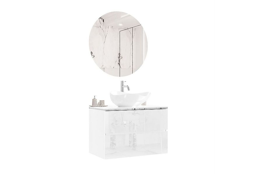 Lookway Badmöbel-Set AURORA SILVER Badezimmerschrank mit praktische Schubla günstig online kaufen