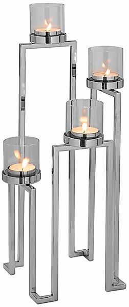 Fink Kerzenhalter "GRANT, Weihnachtsdeko" aus Edelstahl und Glas, 4-flammig günstig online kaufen
