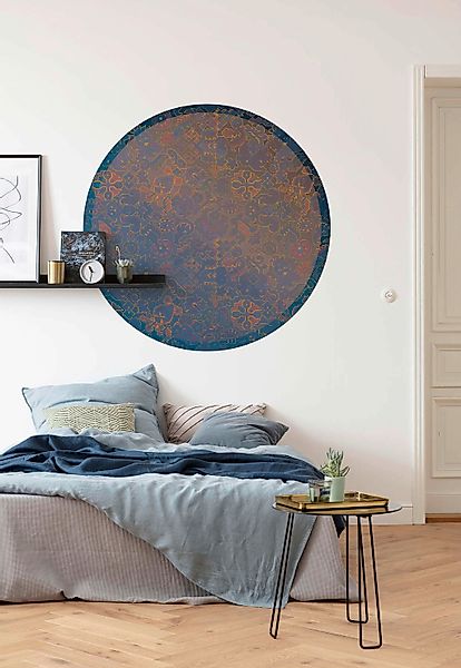 Sanders & Sanders Selbstklebende Runde Tapete Ornamente Blau und Rot Ø 125 günstig online kaufen