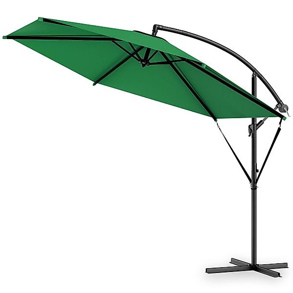 Ampelschirm Ø330cm Alu UV 50+ Kurbel & Fußkreuz Grün günstig online kaufen