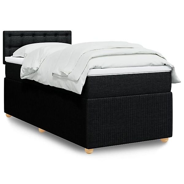 vidaXL Bettgestell Boxspringbett mit Matratze Schwarz 100x200 cm Stoff Bett günstig online kaufen