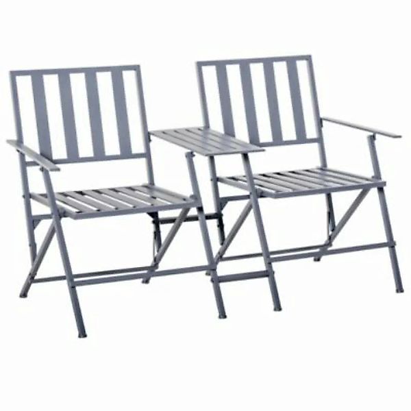 Outsunny Doppel-Gartenstuhl mit Tisch klappbar grau günstig online kaufen