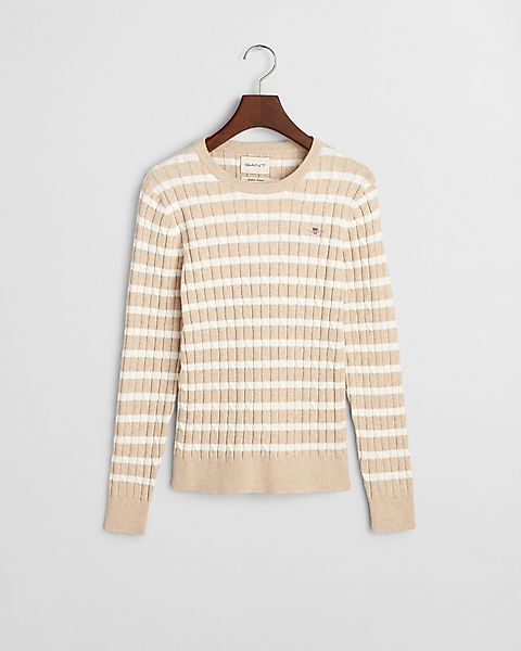 Gant Rundhalspullover STRETCH COTTON CABLE STRIPE günstig online kaufen