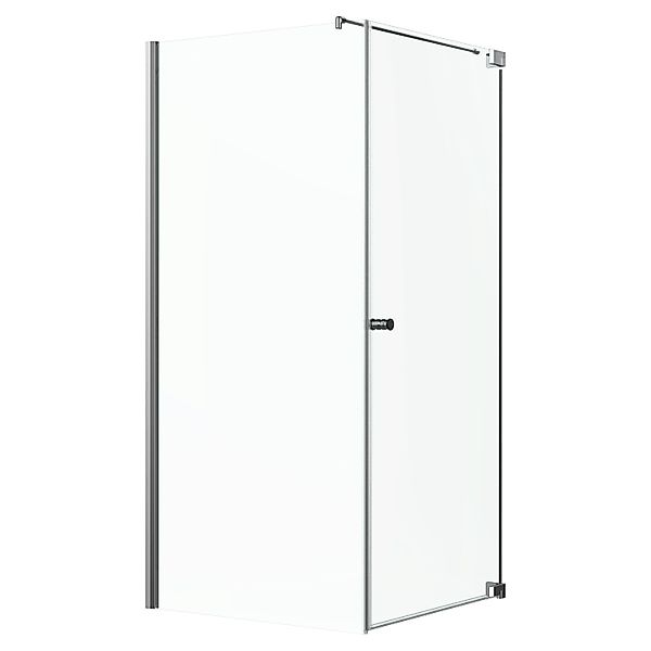 Eckdusche Brava Frame Drehtür und Wand Chrom 80 cm x 90 cm x 200 cm DIN R günstig online kaufen