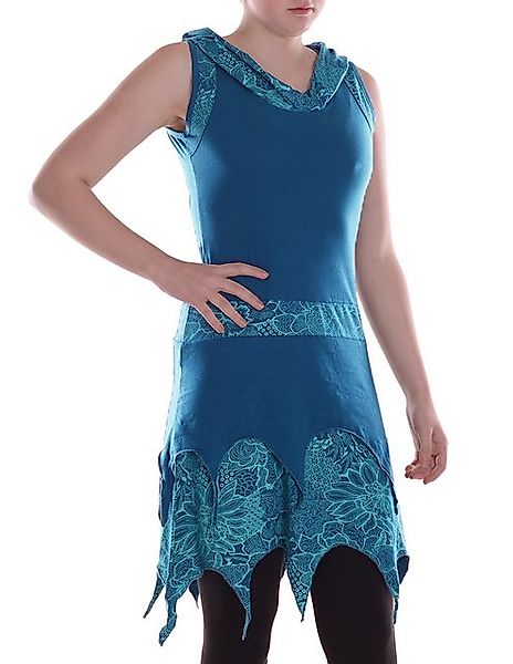 Vishes Sommerkleid Damen Kleid Baumwolle Blumen-Muster Asymmetrisch mit Kap günstig online kaufen