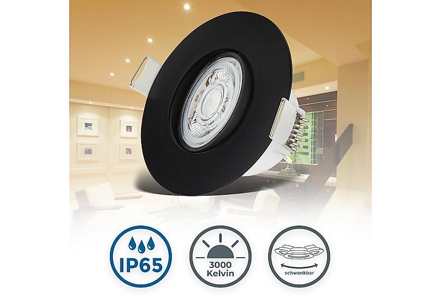 B.K.Licht LED Einbauleuchte 6er Set Bad Einbaustrahler, IP65, Schwenkbare D günstig online kaufen