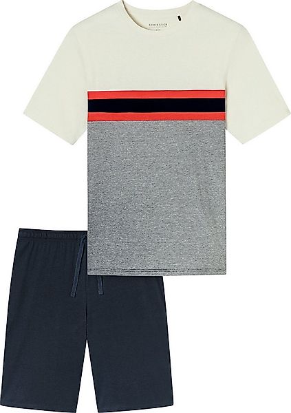 Schiesser Pyjama Herren-Shorty Single-Jersey Streifen günstig online kaufen