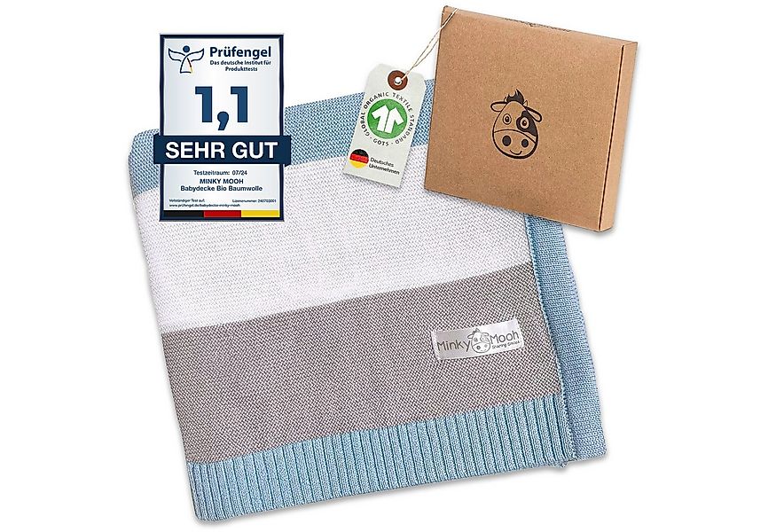 Babydecke Bio Baumwolle 94x72 cm, GOTS & Oeko-Tex 100, Strickdecke Babys, M günstig online kaufen