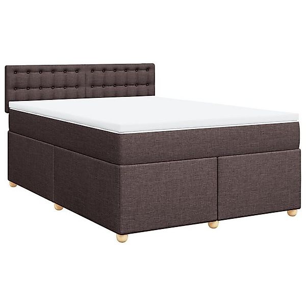 vidaXL Bett Boxspringbett mit Matratze Dunkelbraun 140x200 cm Stoff günstig online kaufen