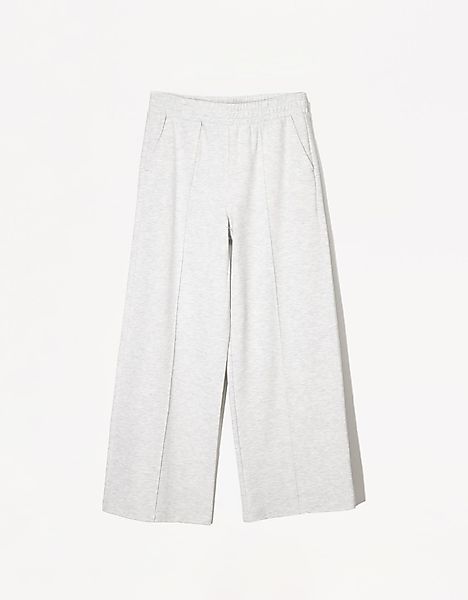 Bershka Wide Leg Hose Aus Plüsch Damen S Grau günstig online kaufen