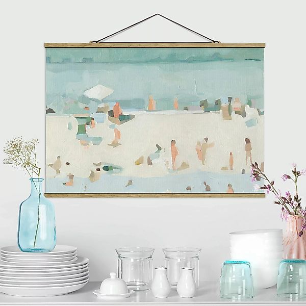 Stoffbild Kunstdruck mit Posterleisten - Querformat Sandbank im Meer I günstig online kaufen
