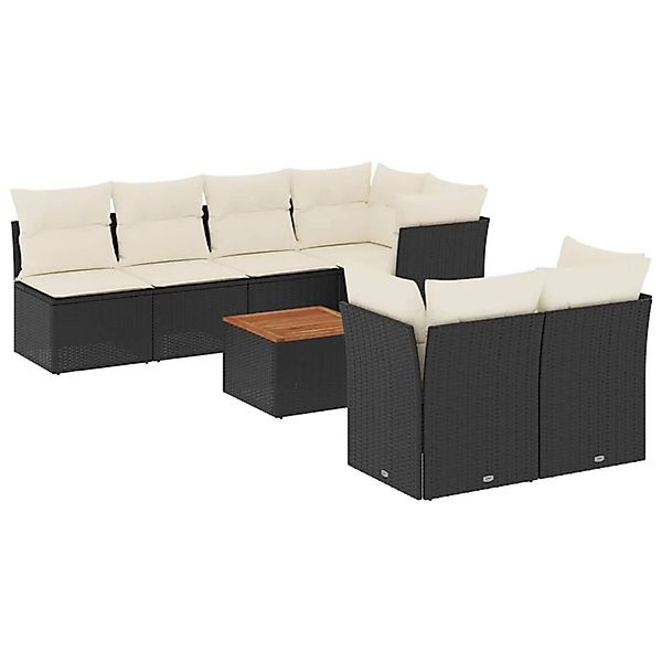 vidaXL 8-Tlg Garten-Sofagarnitur mit Kissen Schwarz Poly Rattan 3255846 günstig online kaufen