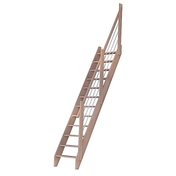 StarWood Treppe Buche 3000 Holz-Edelstahl-Geländer Weiß Basic FSC® günstig online kaufen