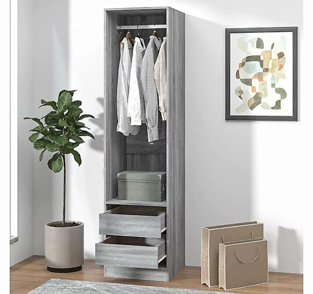 furnicato Kleiderschrank mit Schubladen Grau Sonoma 50x50x200 cm günstig online kaufen
