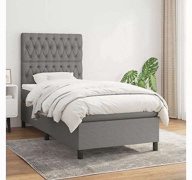 Vidaxl Boxspringbett Mit Matratze Dunkelgrau 100x200 Cm Stoff günstig online kaufen