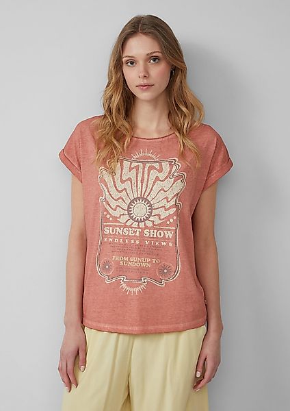 QS Kurzarmshirt Gewaschenes T-Shirt mit Frontprint günstig online kaufen