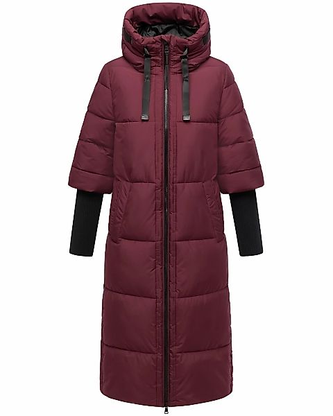 Navahoo Steppmantel "Ciao Miau XIV" Langer Wintermantel mit Rippstrickärmel günstig online kaufen