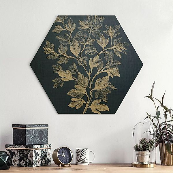 Hexagon-Alu-Dibond Bild Blumen Denim Pflanzenstudie I günstig online kaufen
