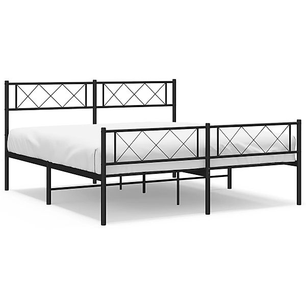 vidaXL Bettgestell, Bettrahmen mit Kopf- und Fußteil Metall Schwarz 160x200 günstig online kaufen