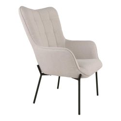 Wohnzimmer Sessel Skandi Sessel in Beige mit Vierfußgestell aus Metall günstig online kaufen