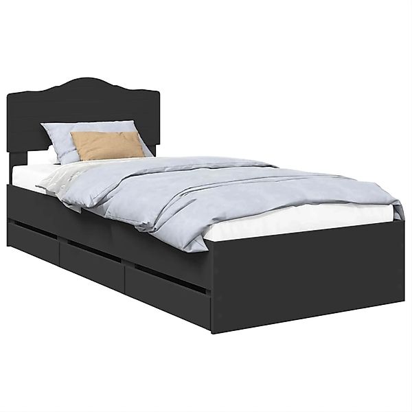 vidaXL Bettrahmen mit Schubladen Schwarz 90 x 190 cm Ingenieurs Holz 341304 günstig online kaufen