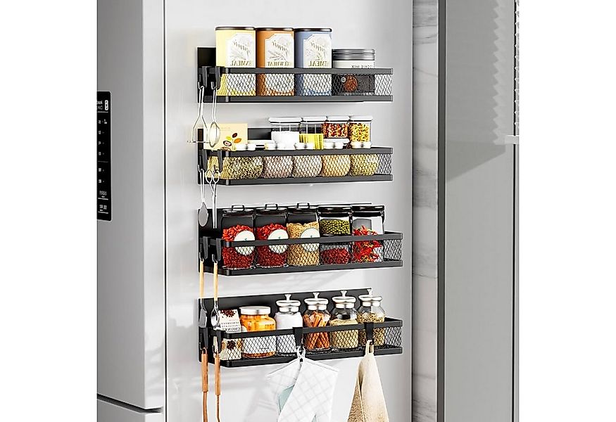 SURFOU Regal Magnetisches Gewürzregal, Kühlschrank-Organizer, 4 Stück, Meta günstig online kaufen