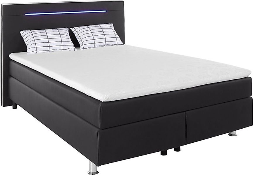 COLLECTION AB Boxspringbett »London, inklusive Topper und Kissen, mit LED-B günstig online kaufen