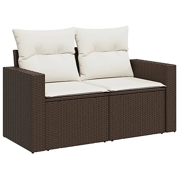 vidaXL Gartensofa mit Kissen 2-Sitzer Braun Poly Rattan 366220 günstig online kaufen