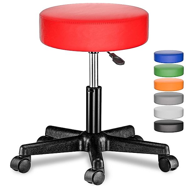 Rollhocker mit Rollen Kunstleder 2er-Set Rot 360° drehbar günstig online kaufen