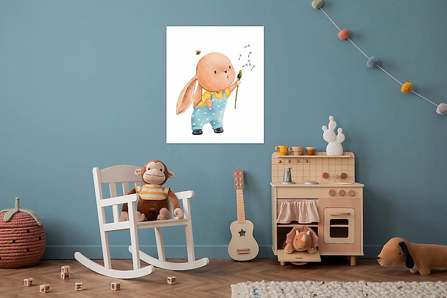 Lüttenhütt Bild mit Rahmen "oder Poster, Hase mit Pusteblume", Fantasy-Hase günstig online kaufen
